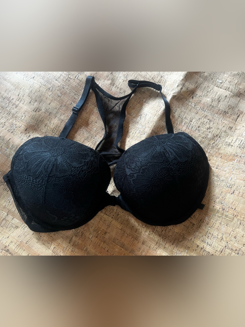Victoria's Secret Black Lace Push-Up Bra with Sheer Back Detail